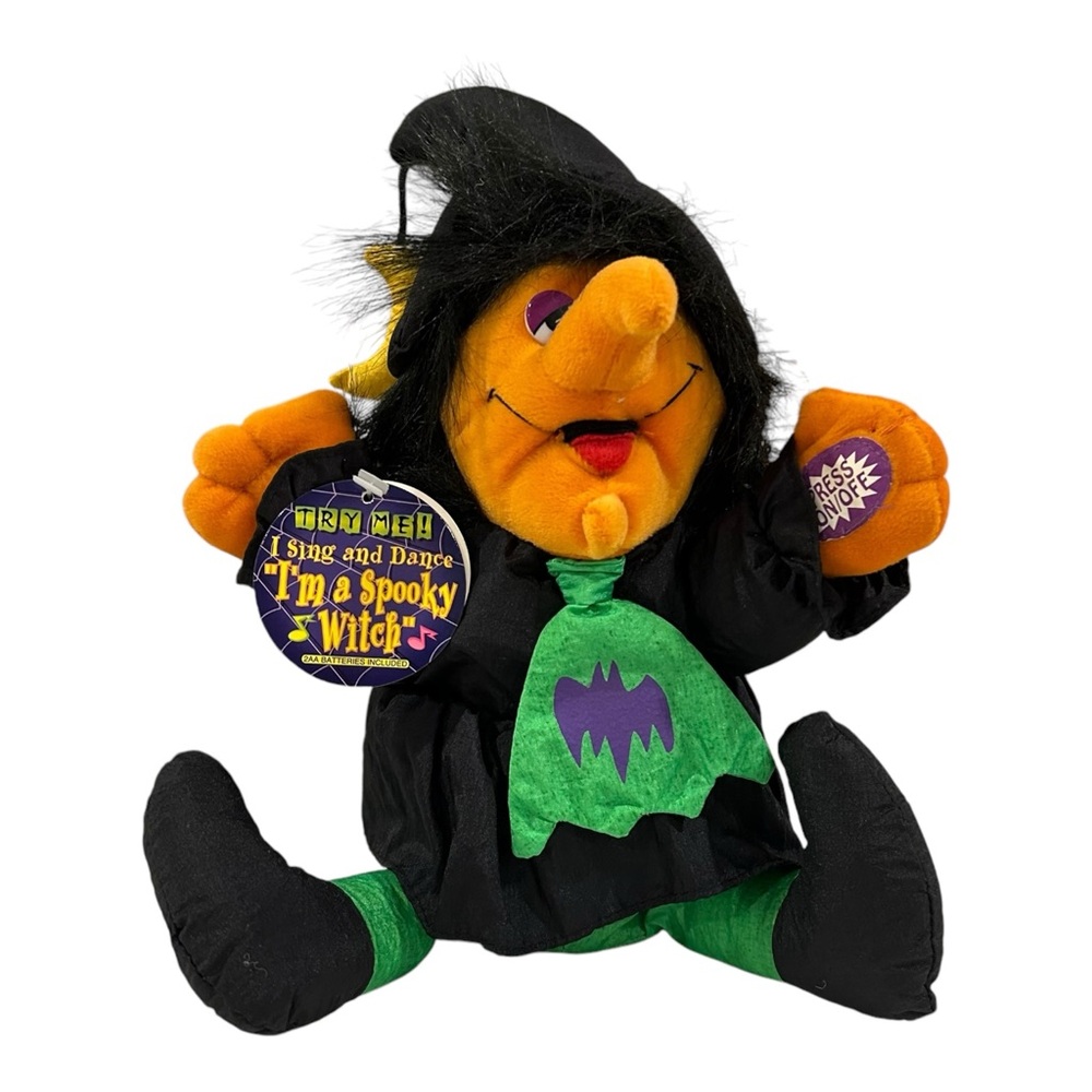 Vintage Spooky Witch Halloween Dandee Plush Dancing Singing “The Wander” 10”